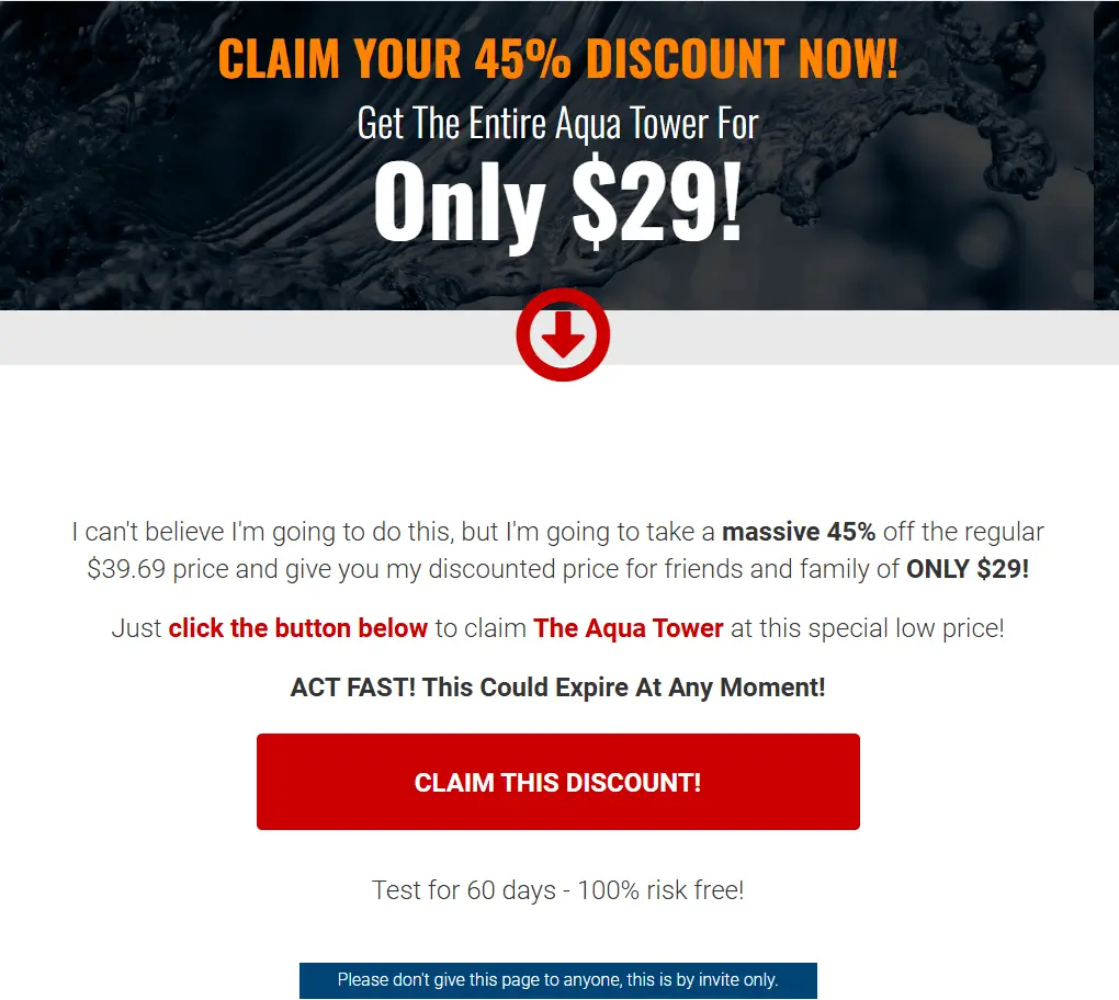 AQUA TOWER Special Discount
